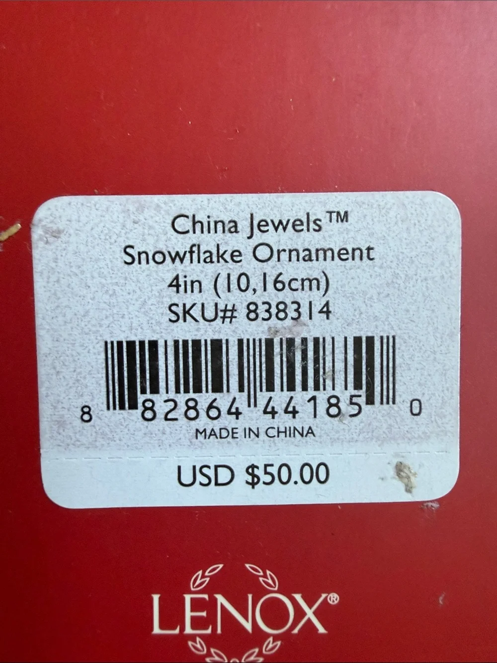 Lenox China Jewels Snowflake Ornament 4 in new in box
